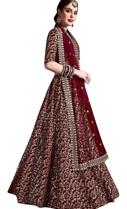 Divine International Trading Co Women's Bridal Wedding Raw Silk Dulhan Lehenga Choli With Dupatta